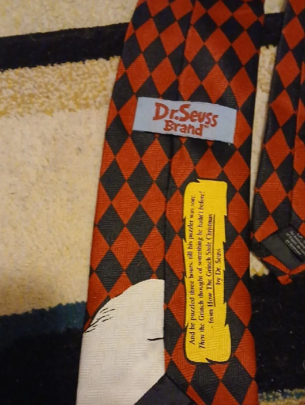 Dr. Seuss Red and Black Diamond-Pattern Grinch Tie